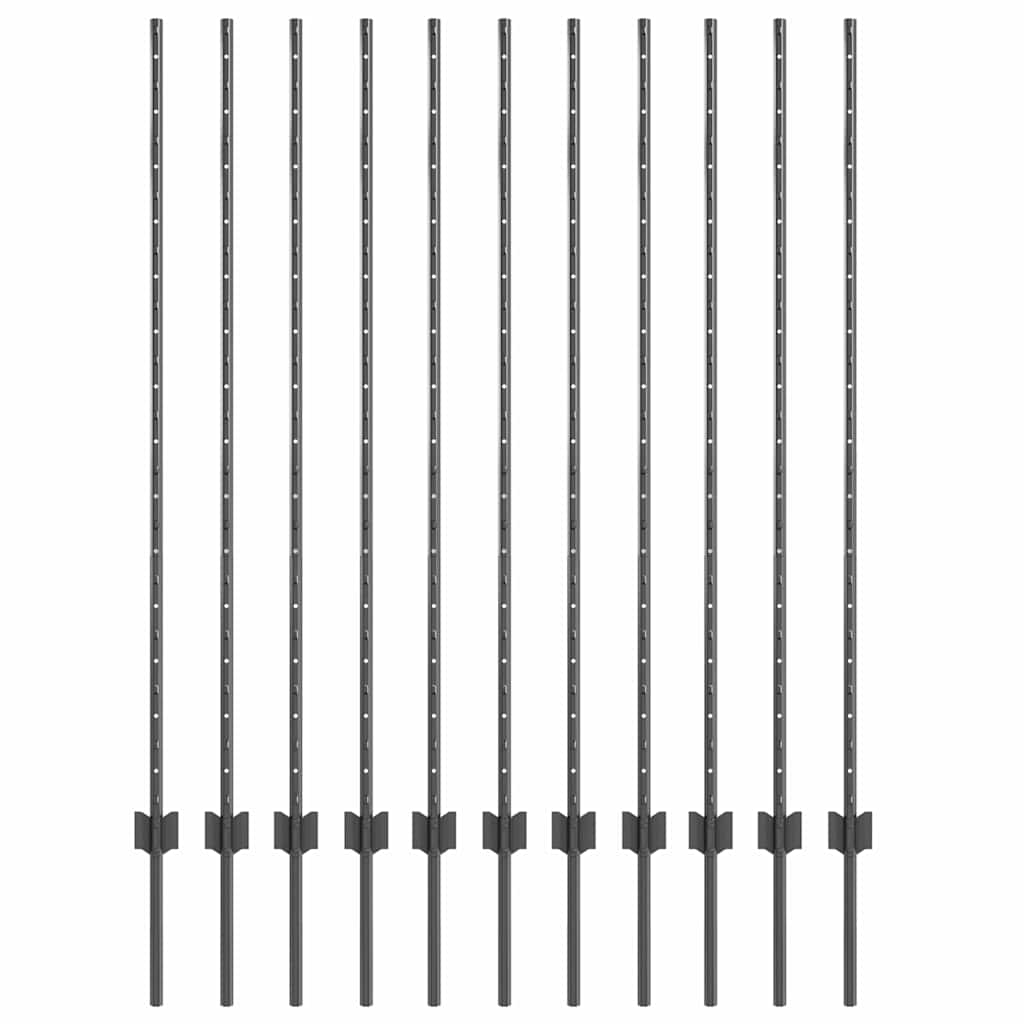 Vidaxl Zaunpfosten 11 Stück grau 140 cm Stahl