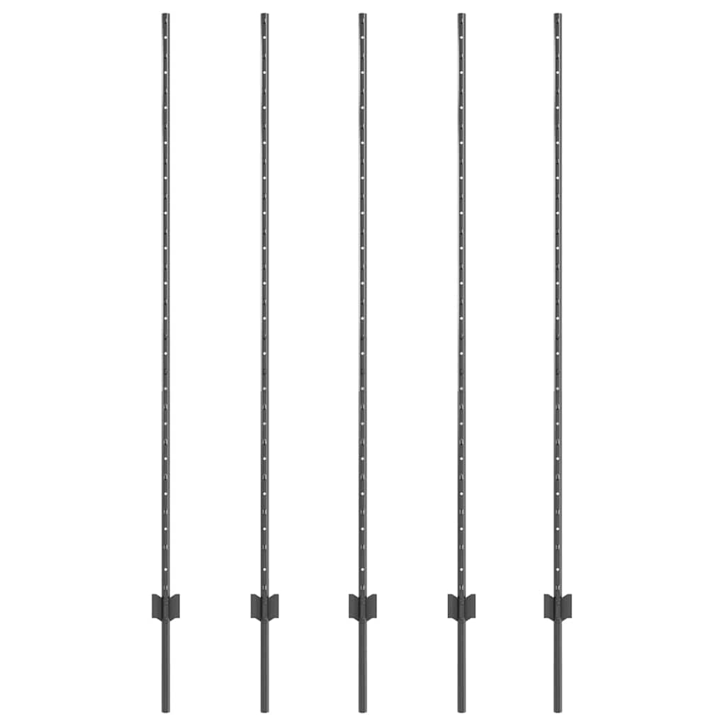 Vidaxl Zaunpfosten 5 Stück grau 150 cm Stahl