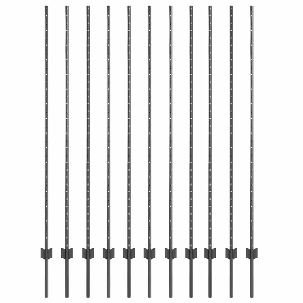 Vidaxl Zaunpfosten 11 Stück grau 160 cm Stahl