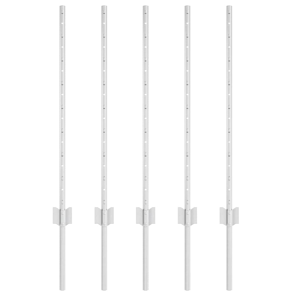 Vidaxl Zaunpfosten 5 Stück Silber 80 cm Stahl