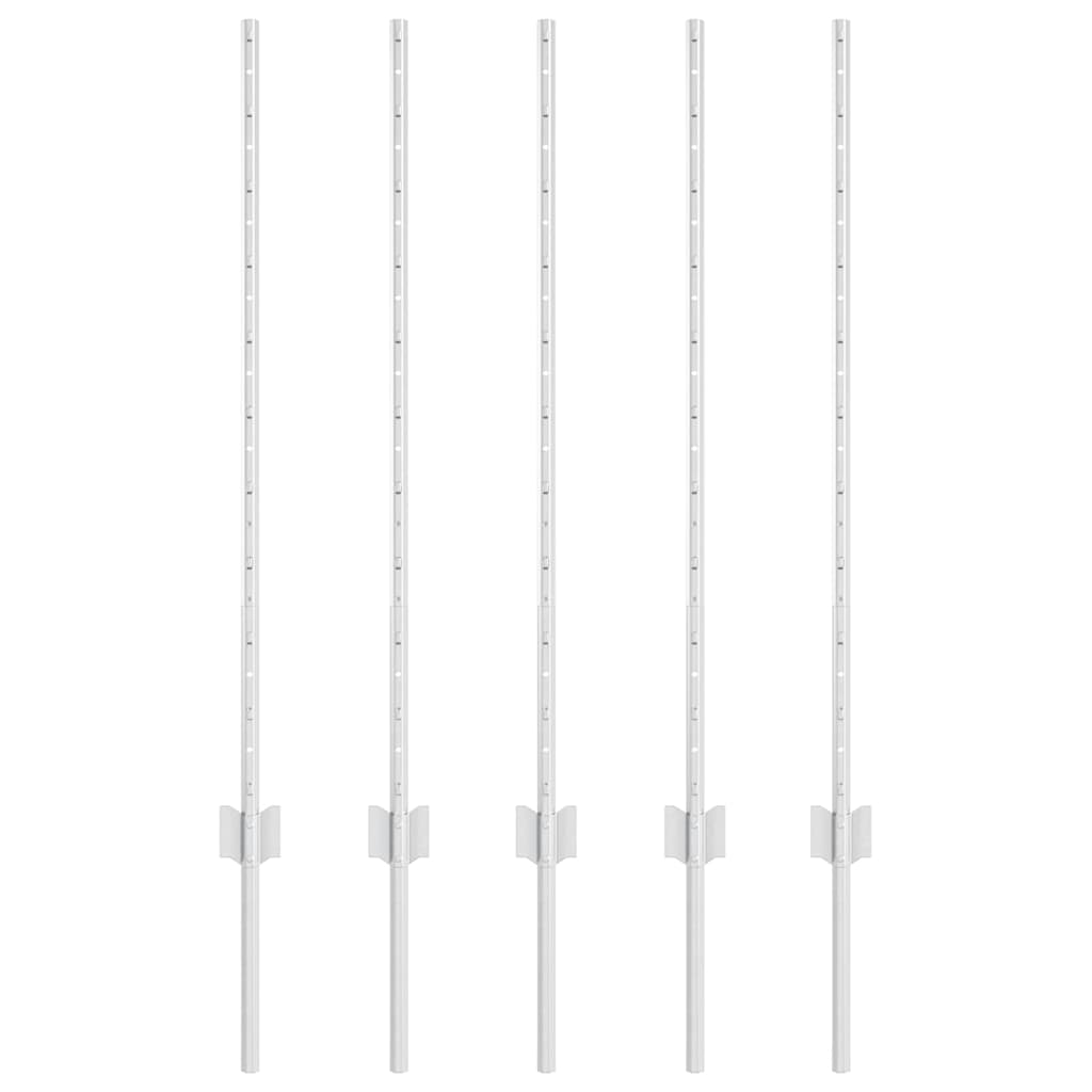 Vidaxl Zaunpfosten 5 Stück Silber 100 cm Stahl