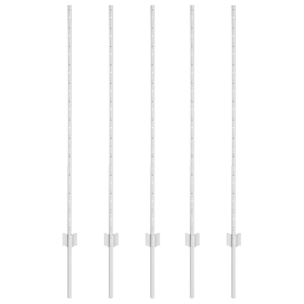 Vidaxl Zaunpfosten 5 Stück Silber 120 cm Stahl