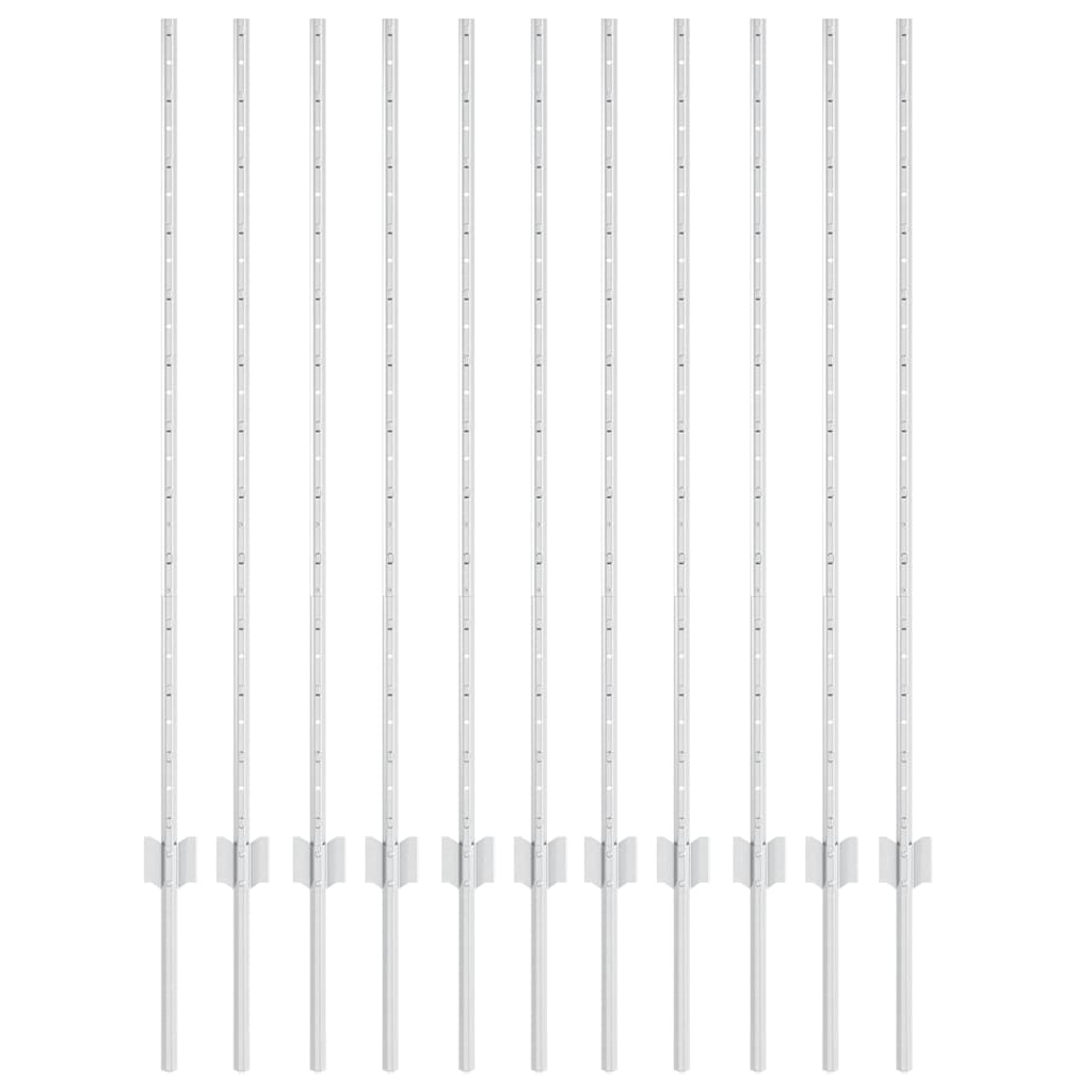 Vidaxl Zaunpfosten 11 Stk. Silber 120 cm Stahl