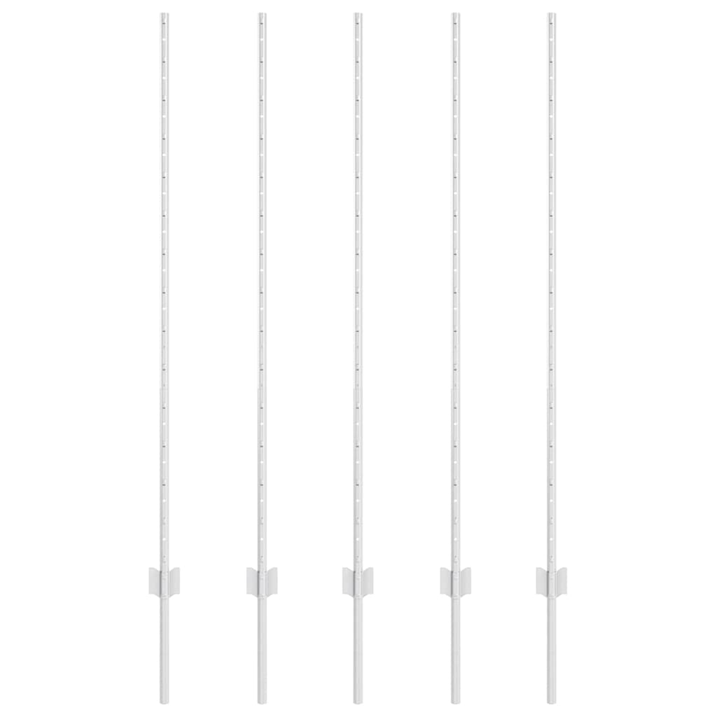 Vidaxl Zaunpfosten 5 Stk. Silber 140 cm Stahl