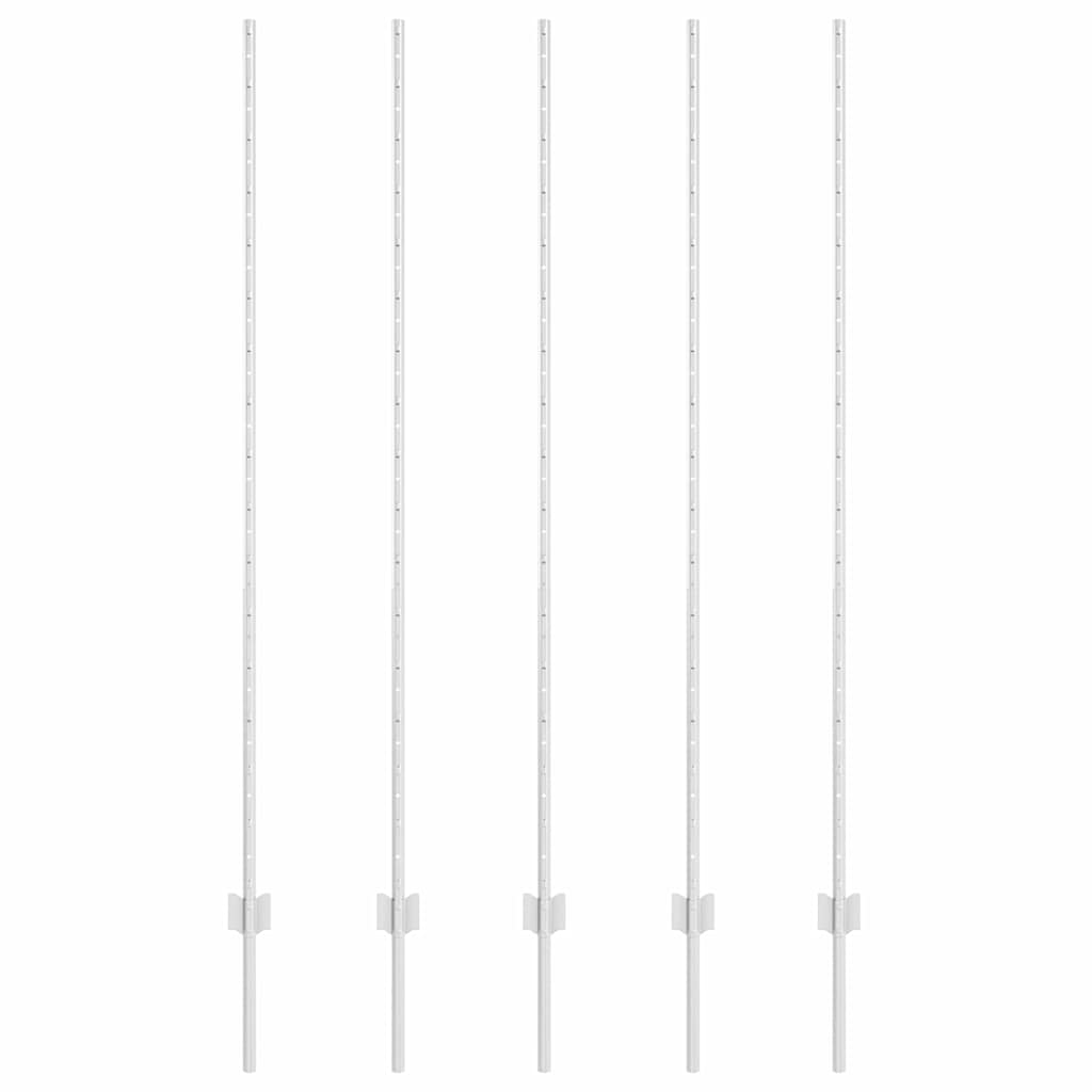 Vidaxl Zaunpfosten 5 Stück Silber 160 cm Stahl