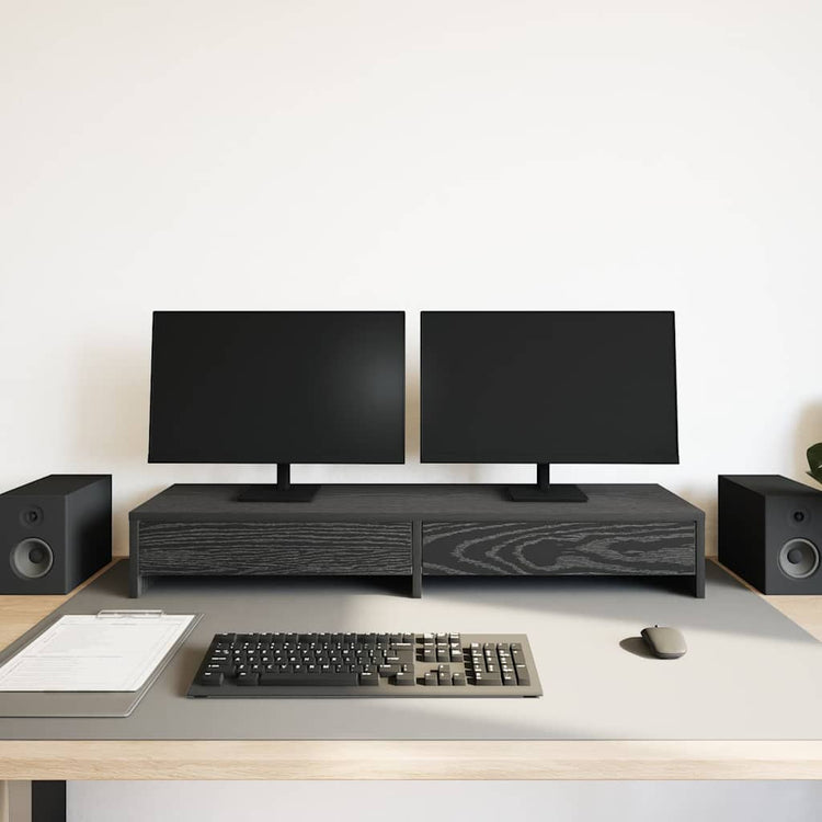 Vidaxxl-Monitorständer mit Schubladen, schwarze Eiche, 100 x 27 x 15 cm, Holzwerkstoff