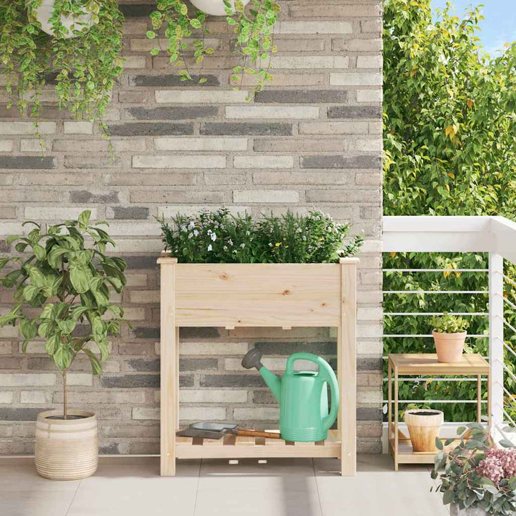 Vidaxxl Gartenblumentopf Beige 71 x 37 x 76,5 cm massives Kiefernholz