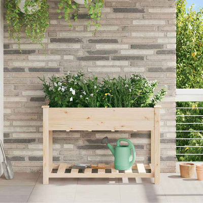 Vidaxxl Gartenblumentopf Beige 115 x 59 x 76,5 cm massives Kiefernholz