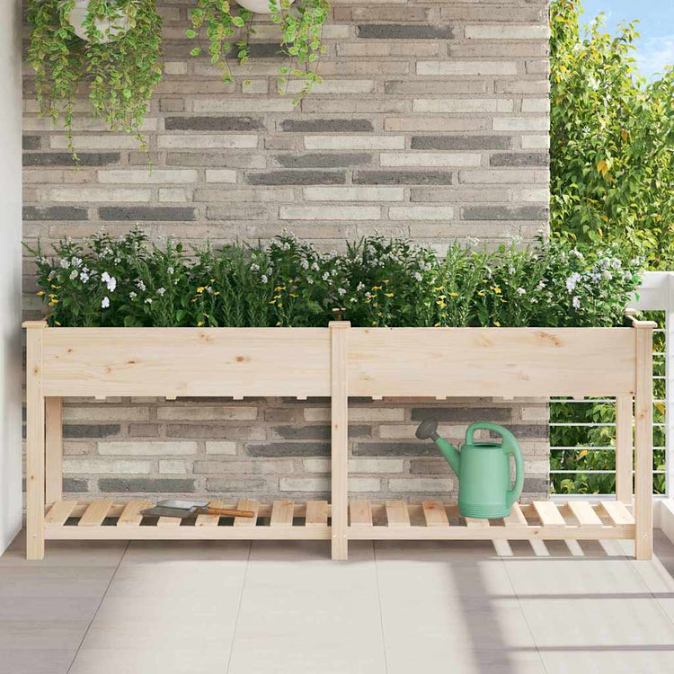 Vidaxxl Gartenblumentopf Beige 203 x 53 x 76,5 cm massives Kiefernholz
