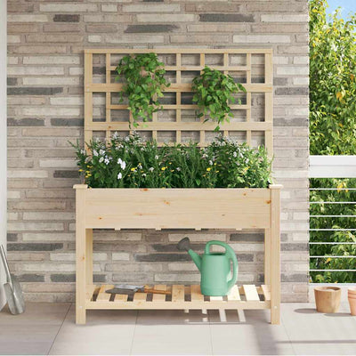 Vidaxxl Gartenblumentopf Beige 115 x 60,5 x 153 cm massives Kiefernholz