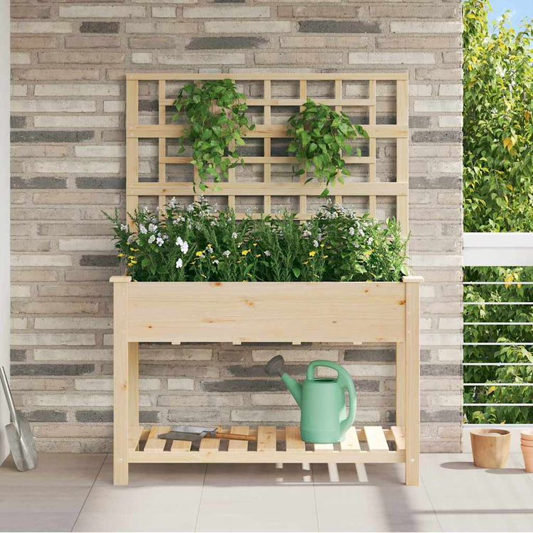 Vidaxxl Gartenblumentopf Beige 115 x 60,5 x 153 cm massives Kiefernholz