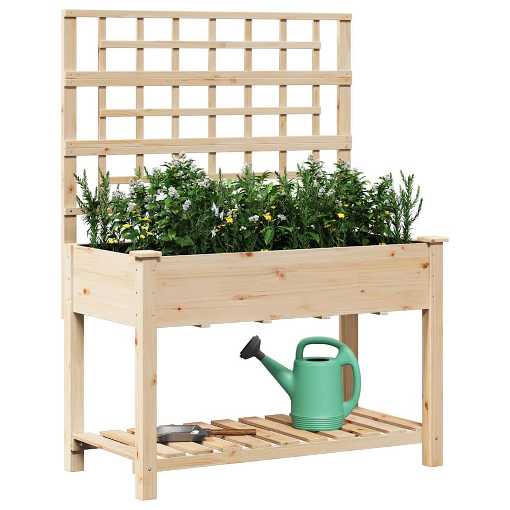 Vidaxxl Gartenblumentopf Beige 115 x 60,5 x 153 cm massives Kiefernholz