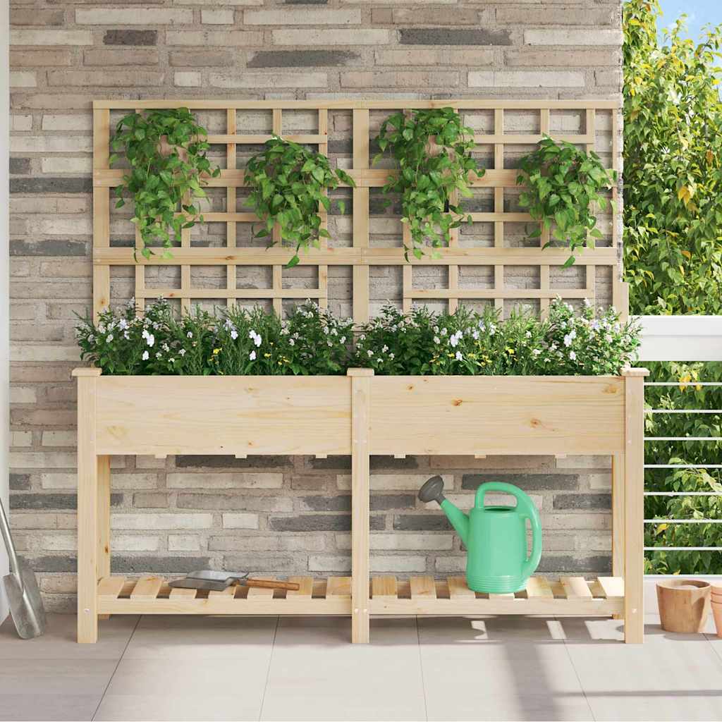 Vidaxxl Gartenblumentopf Beige 161 x 46 x 152,5 cm massives Kiefernholz