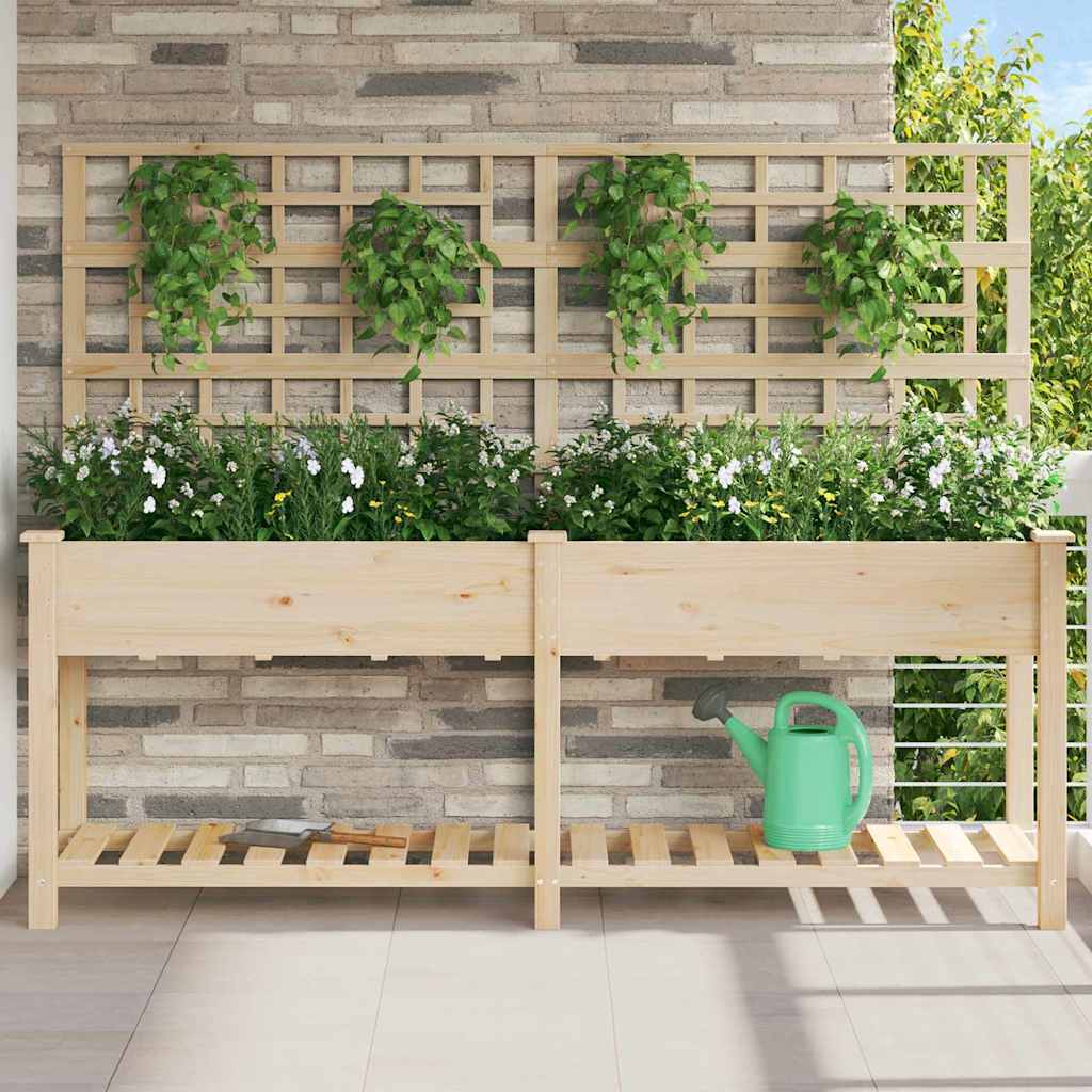 Vidaxxl Gartenblumentopf Beige 203,5 x 54 x 152,5 cm massives Kiefernholz