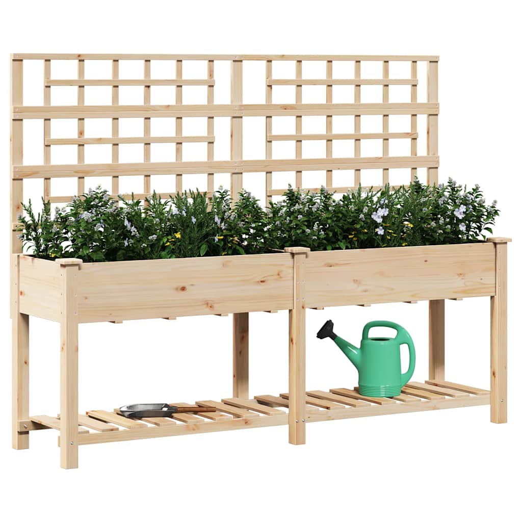Vidaxxl Gartenblumentopf Beige 203,5 x 54 x 152,5 cm massives Kiefernholz