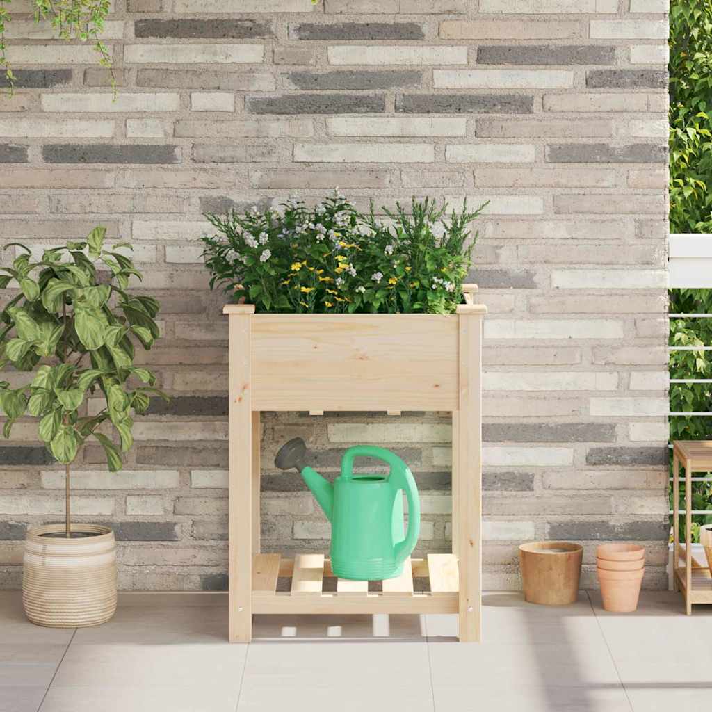 Vidaxxl Gartenblumentopf Beige 60,5 x 60 x 76,5 cm massives Kiefernholz