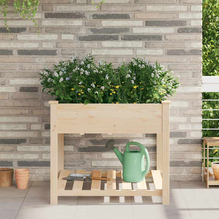 Vidaxxl Gartenblumentopf Beige 90 x 90 x 76,5 cm massives Kiefernholz