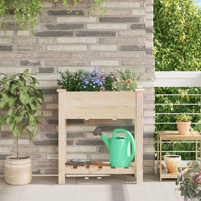 Vidaxxl Gartenblumentopf Beige 71 x 37 x 76,5 cm massives Kiefernholz