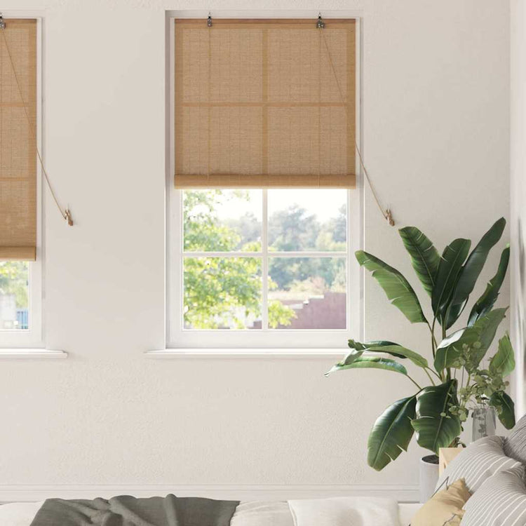 Vidaxx Rollo mit Vorhängen Braun 80 x 220 cm Bambus