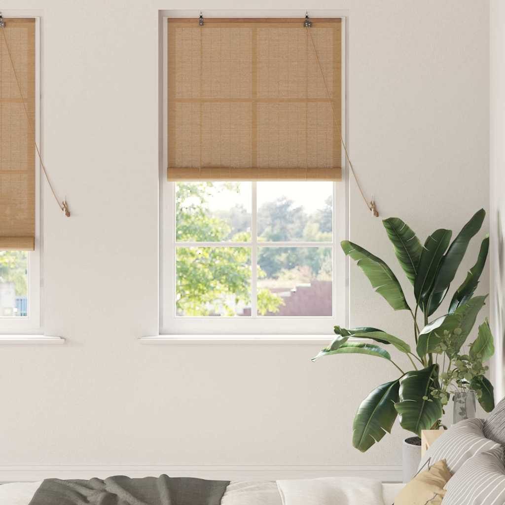 VidaXL Rollo mit Vorhängen Braun 90 x 220 cm Bambus