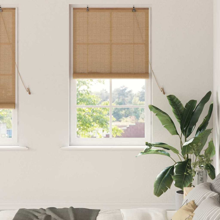 VidaXL Rollo mit Vorhängen Braun 90 x 220 cm Bambus