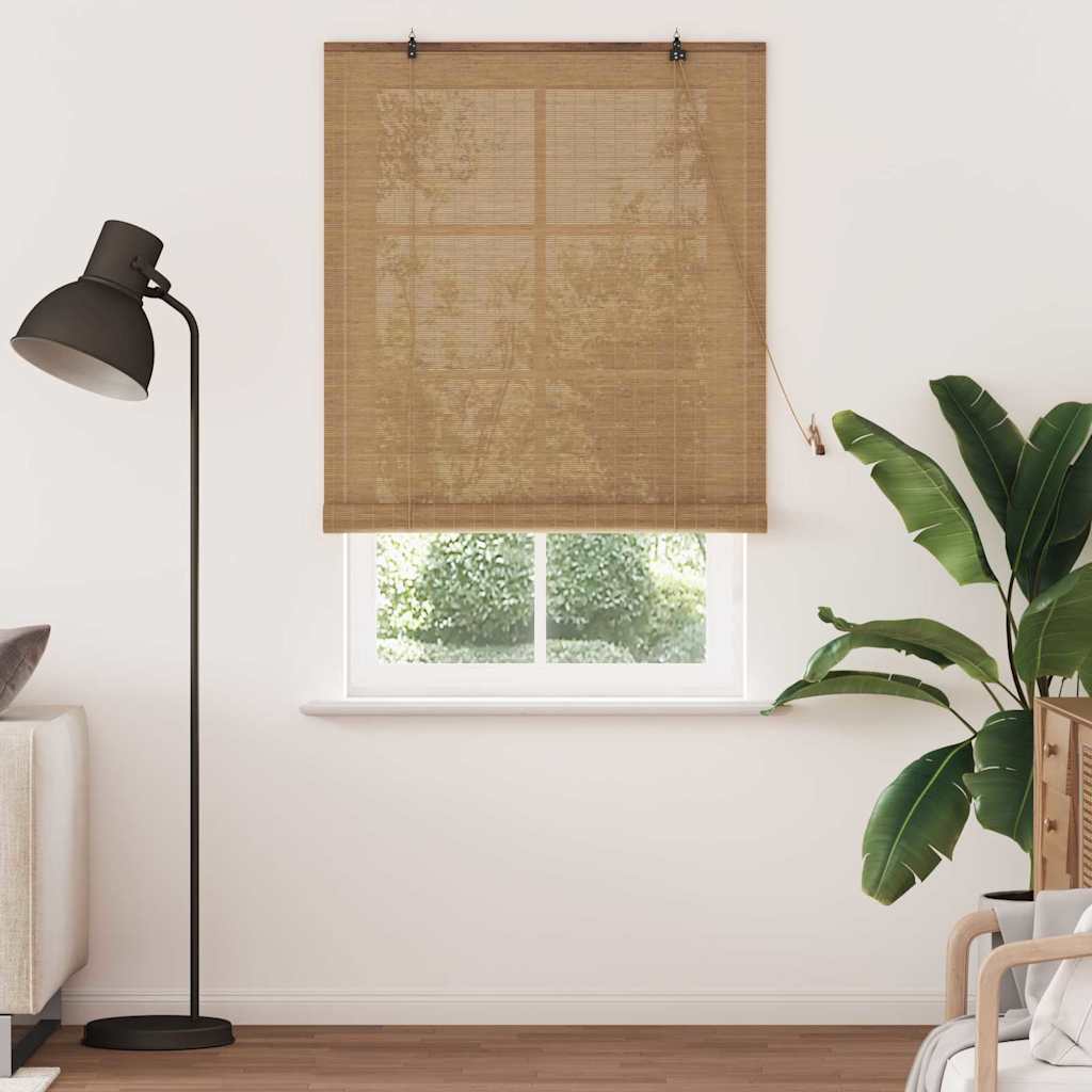 Vidaxx Rollo mit Vorhängen Braun 120 x 220 cm Bambus