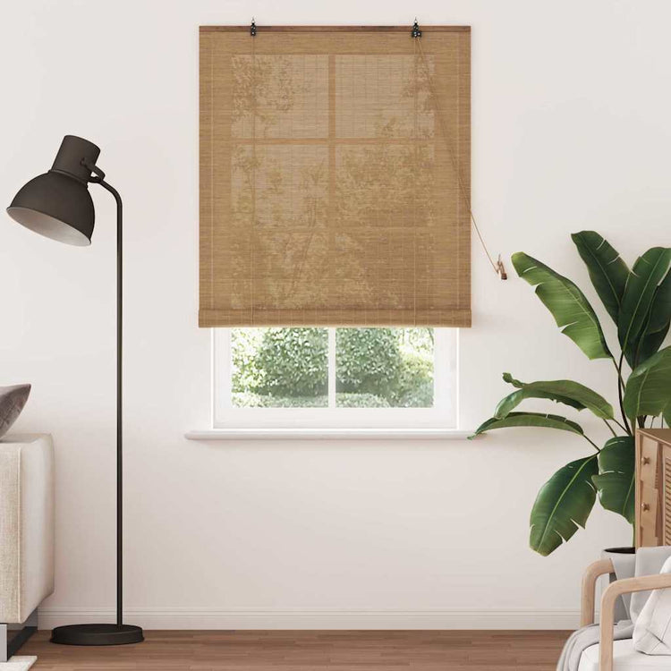 Vidaxx Rollo mit Vorhängen Braun 120 x 220 cm Bambus