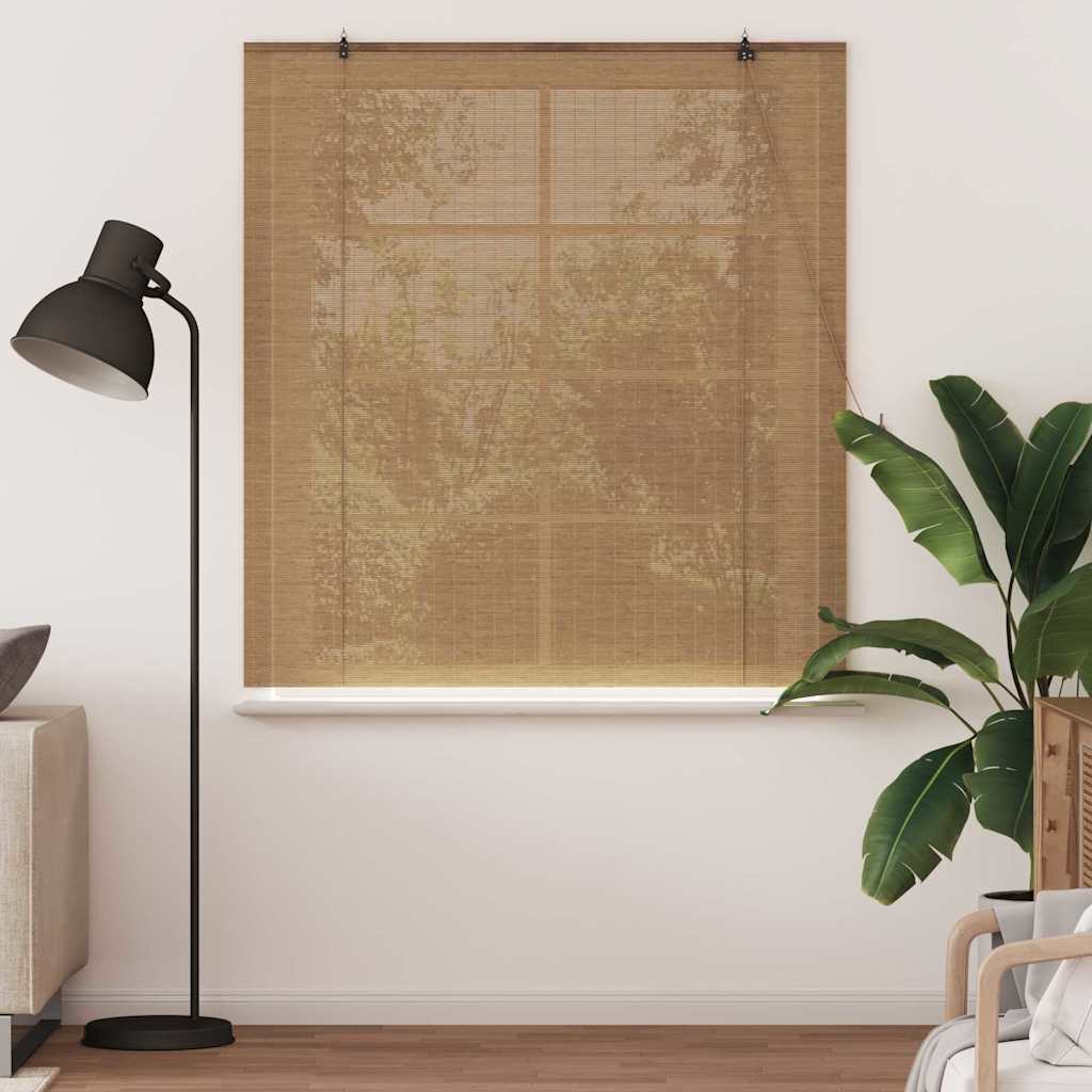 Vidaxx Rollo mit Vorhängen Braun 140 x 160 cm Bambus