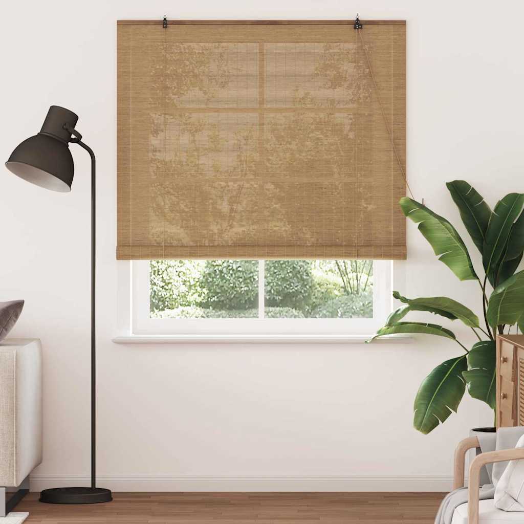 Vidaxx Rollo mit Vorhängen Braun 140 x 220 cm Bambus