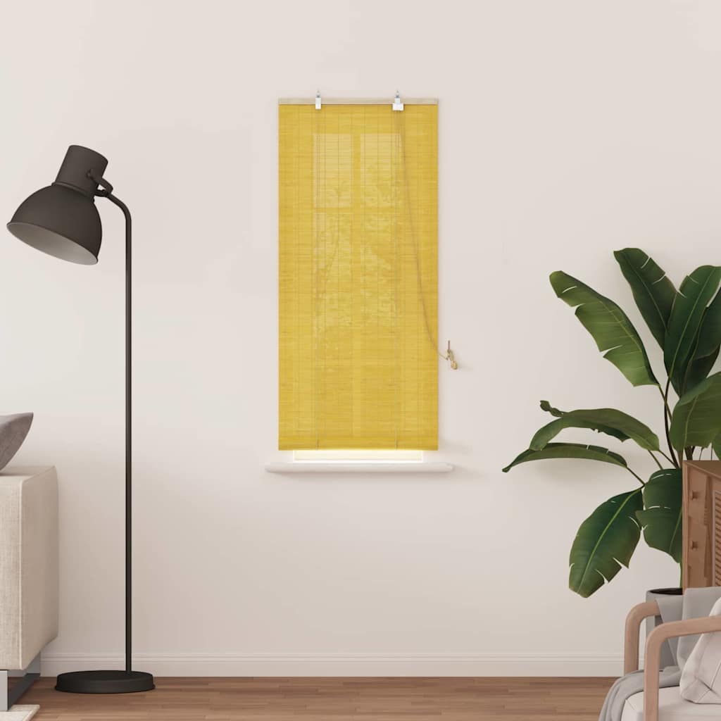 Vidaxxl Rollo mit Vorhängen Gelb 60 x 160 cm Bambus