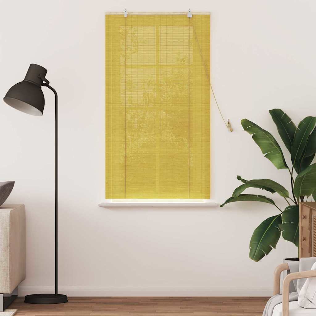 Vidaxxl Rollo mit Vorhängen Gelb 90 x 160 cm Bambus