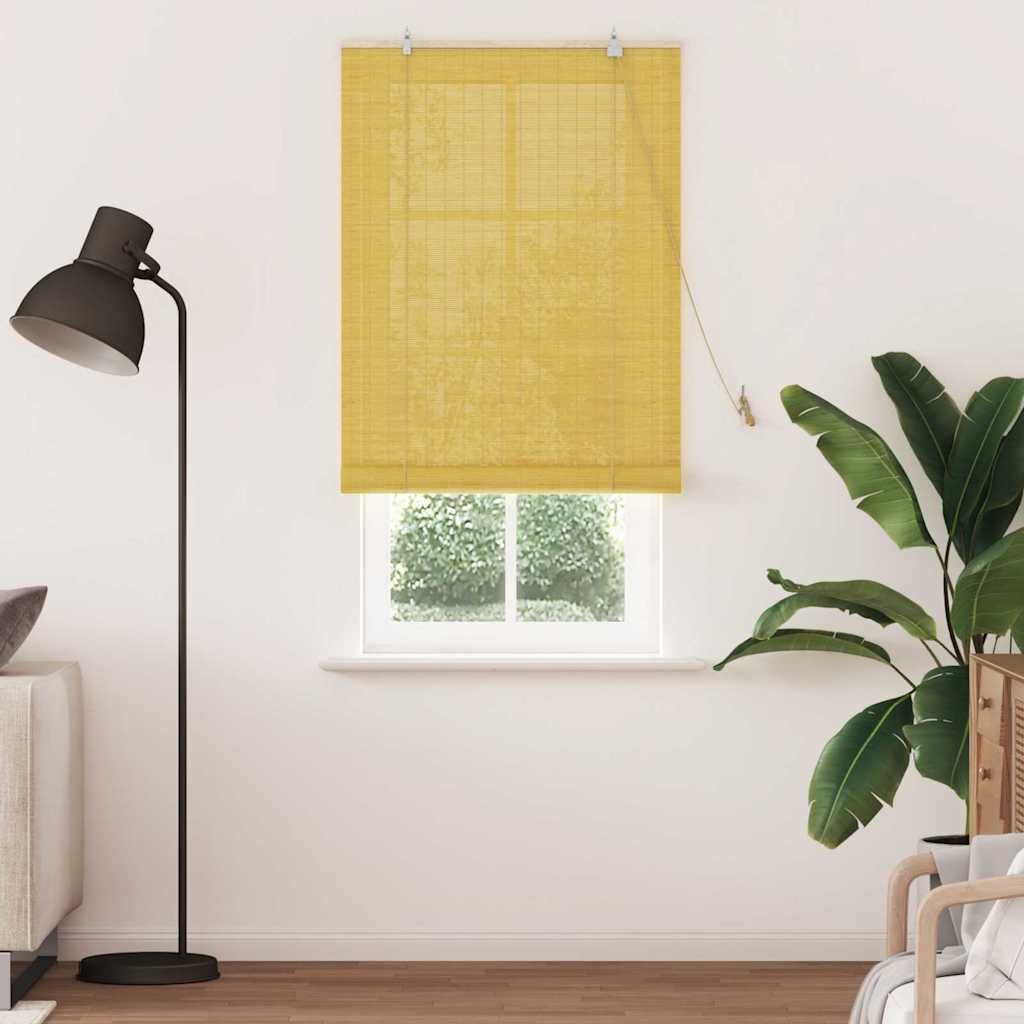 Vidaxxl Rollo mit Vorhängen Gelb 90 x 220 cm Bambus