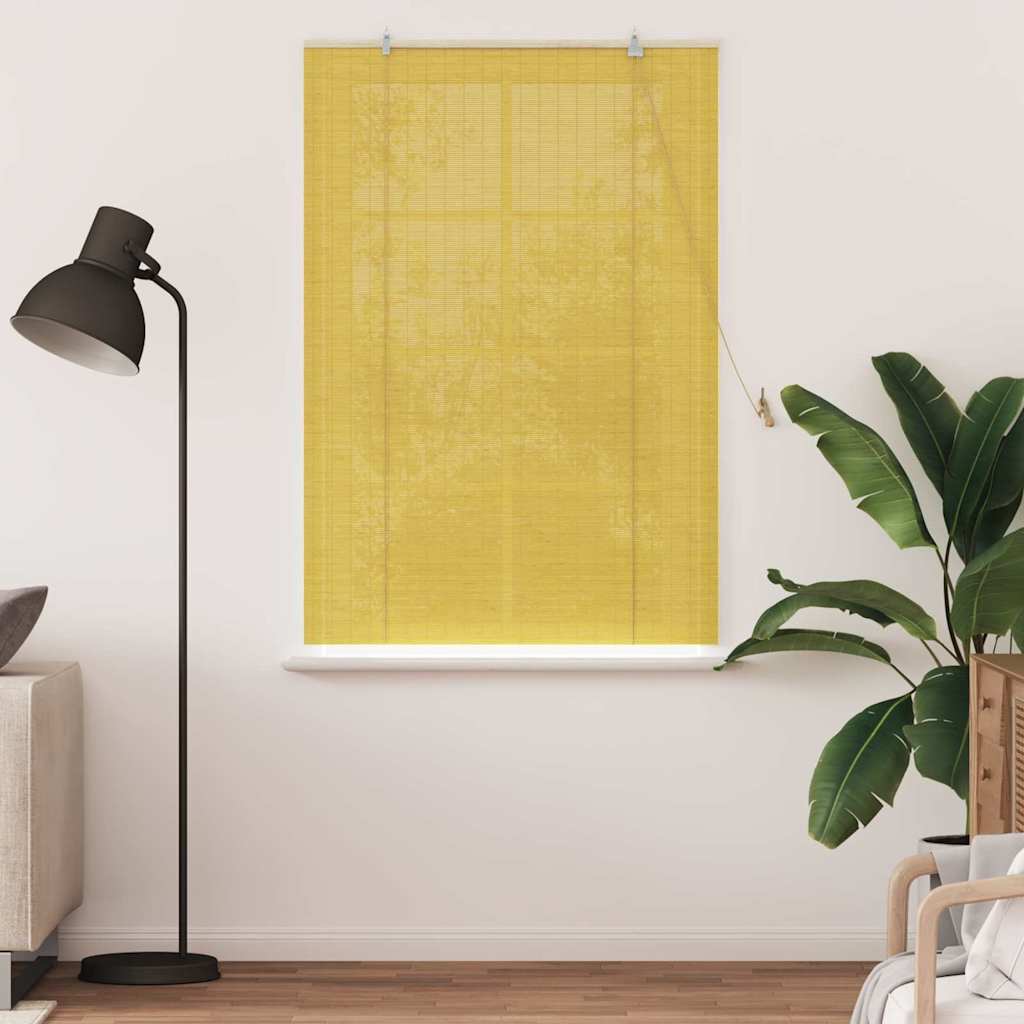 Vidaxxl Rollo mit Vorhängen Gelb 100 x 160 cm Bambus