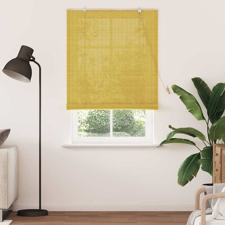 Vidaxxl Rollo mit Vorhängen Gelb 100 x 220 cm Bambus