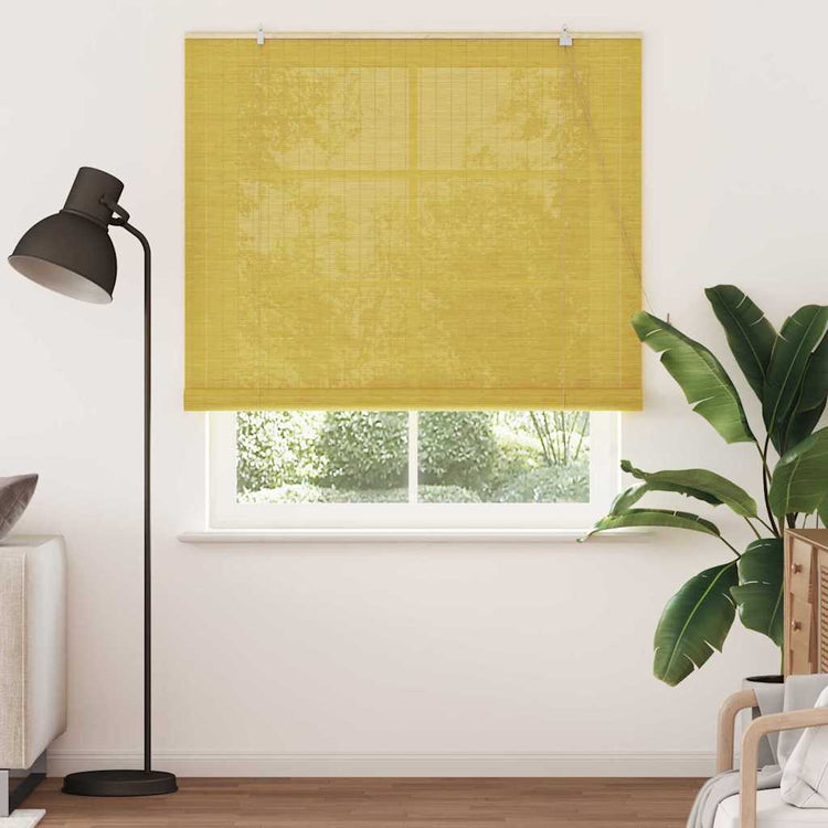 Vidaxxl Rollo mit Vorhängen Gelb 140 x 220 cm Bambus