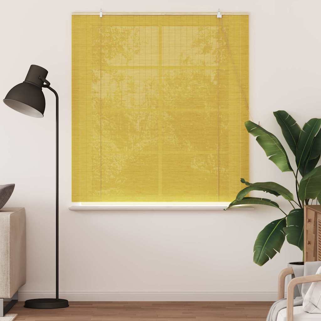 Vidaxxl Rollo mit Vorhängen Gelb 150 x 160 cm Bambus