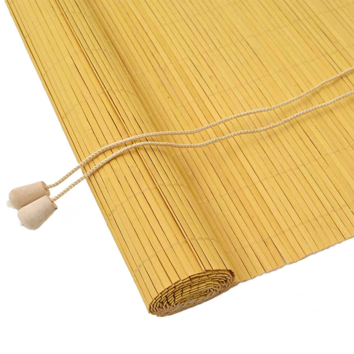 Vidaxxl Rollo mit Vorhängen Gelb 150 x 160 cm Bambus