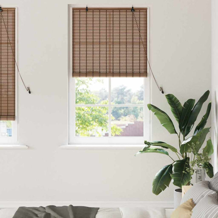 VidaXL Rollo mit Vorhängen Braun 90 x 220 cm Bambus