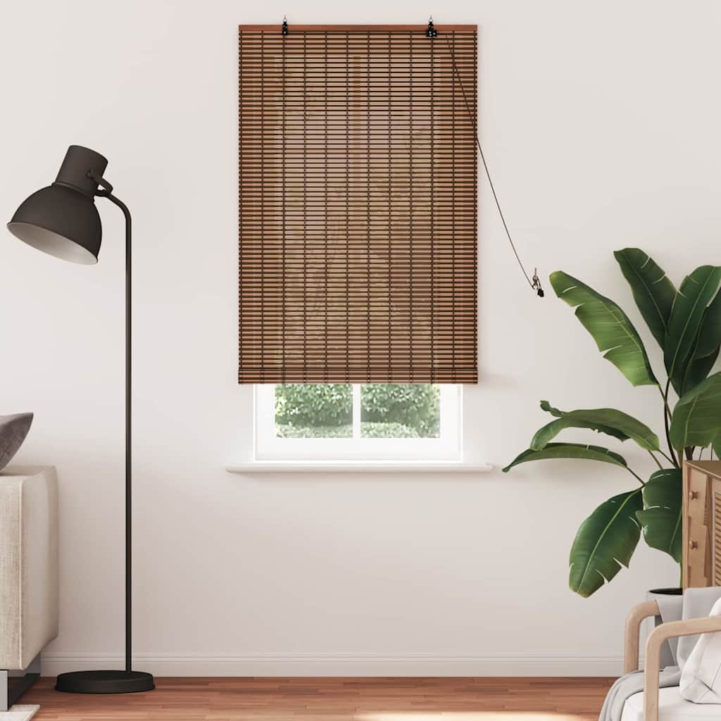VidaXL Rollo mit Vorhängen Braun 90 x 220 cm Bambus