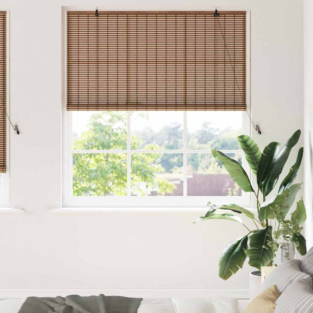 Vidaxx Rollo mit Vorhängen Braun 140 x 220 cm Bambus