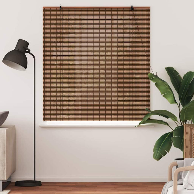 VidaXL Rollo mit Vorhängen Braun 150 x 160 cm Bambus