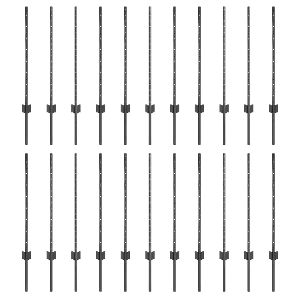 Vidaxl Zaunpfosten 22 Stück grau 120 cm Stahl