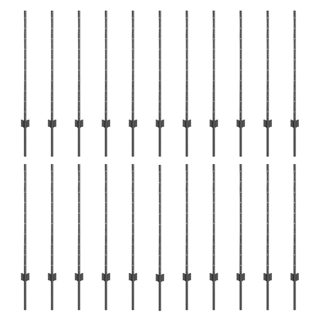 Vidaxl Zaunpfosten 22 Stück grau 140 cm Stahl