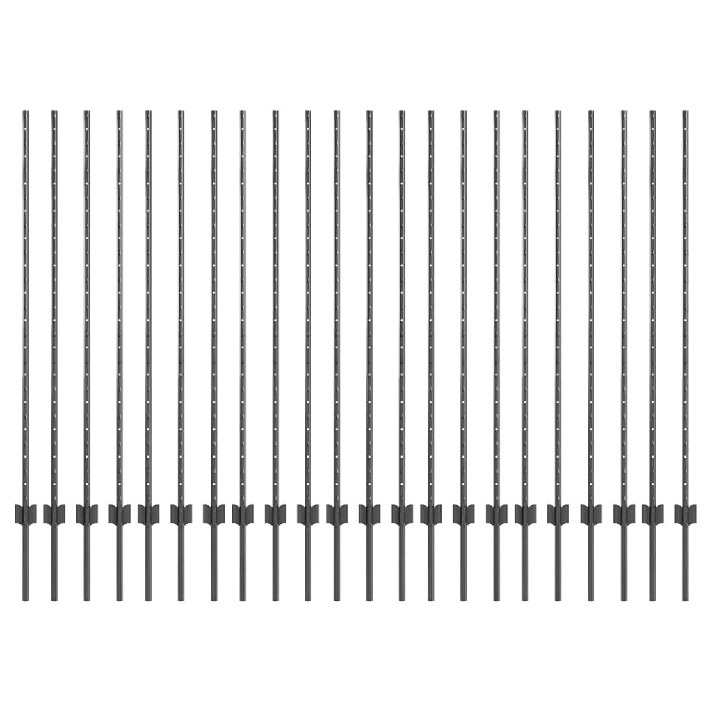 Vidaxl Zaunpfosten 22 Stück grau 180 cm Stahl