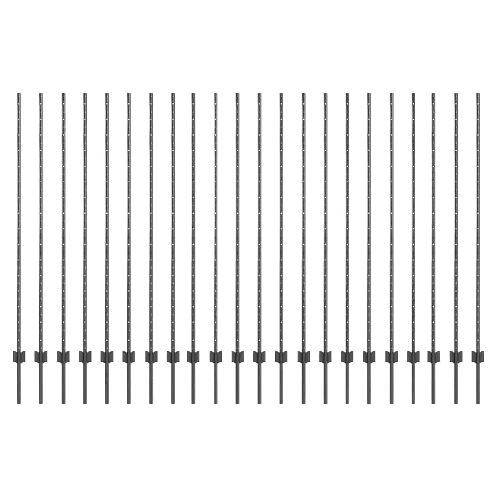 Vidaxl Zaunpfosten 22 Stück grau 200 cm Stahl