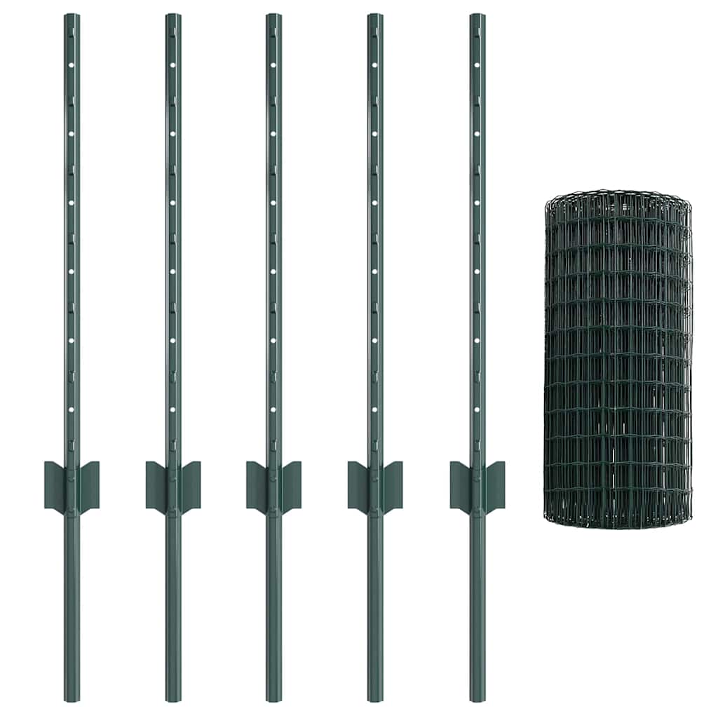 Vidaxxl-Zaun mit Pfosten grün 0,6 x 10 m aus Stahl und PVC