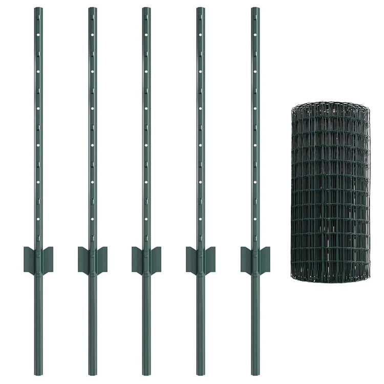 Vidaxxl-Zaun mit Pfosten grün 0,6 x 10 m aus Stahl und PVC