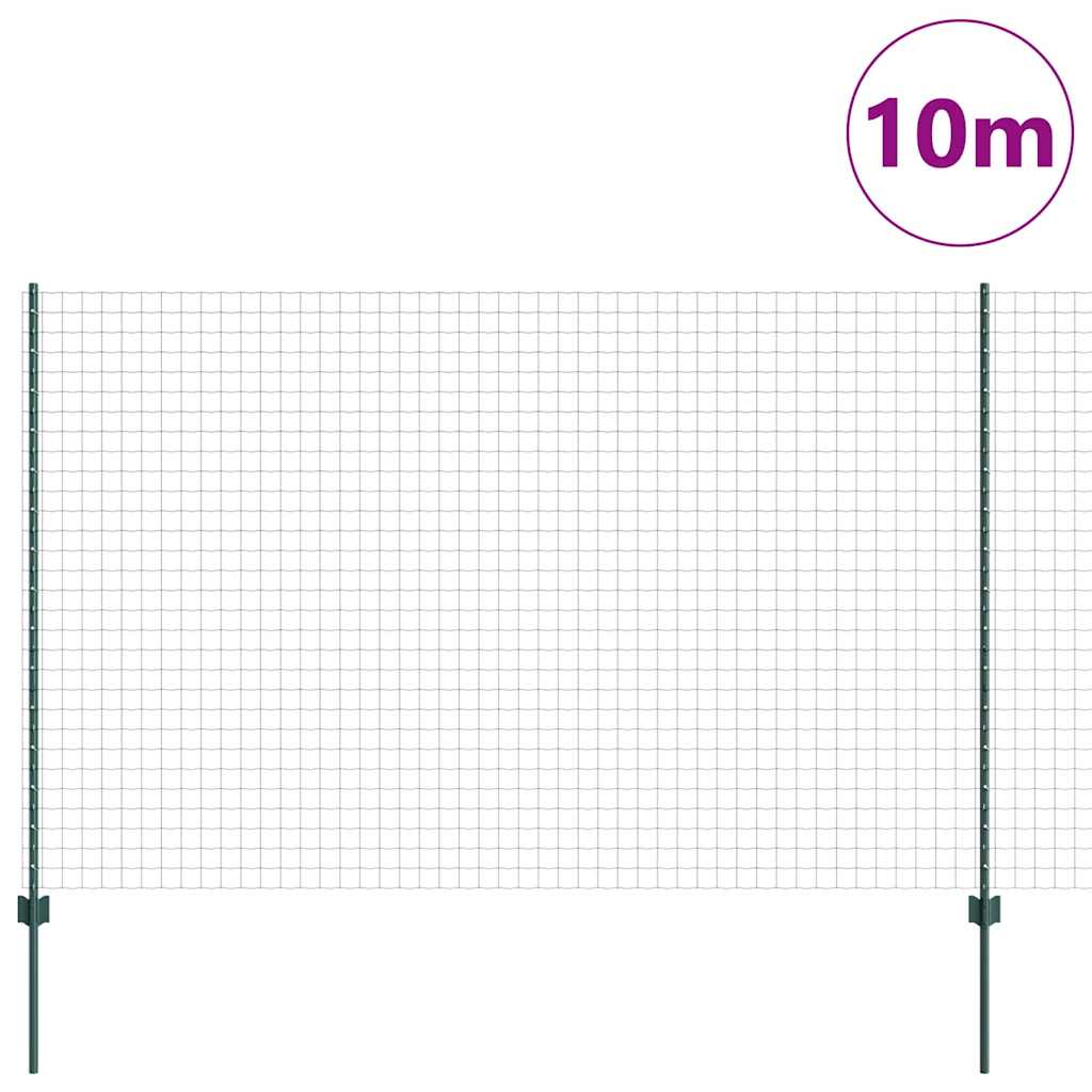 Vidaxl-Zaun mit Pfosten grün 1,5 x 10 m aus Stahl und PVC