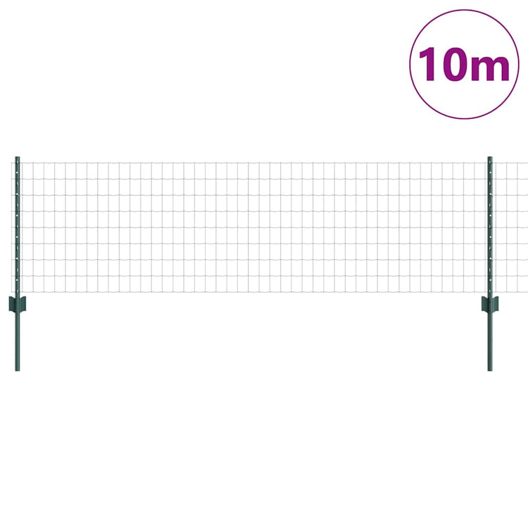 Vidaxxl-Zaun mit Pfosten grün 0,6 x 10 m aus Stahl und PVC