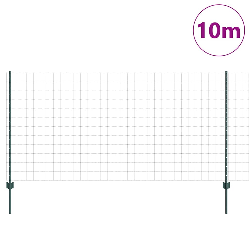 Vidaxxl-Zaun mit Pfosten grün 1,2 x 10 m aus Stahl und PVC